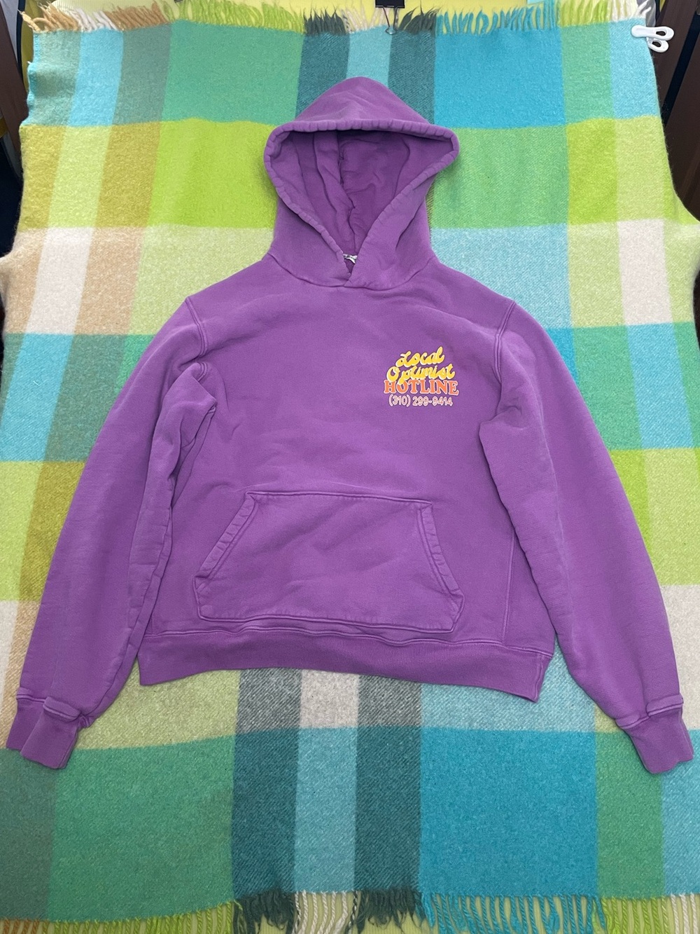 Madhappy Local Optimist Hotline graphic fleece Purple Hoodie